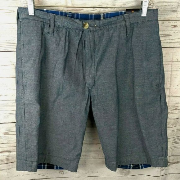 NWT $98 - American Heritage Men's Reversible Shorts - Blue Plaid & Solid - 34 - Picture 2 of 8